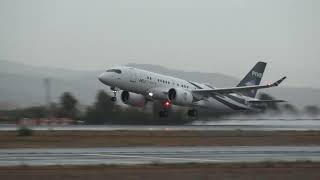 Comlux Aviation Airbus A220100 9HFIVE Take Off Malaga LEMG [upl. by Marla]