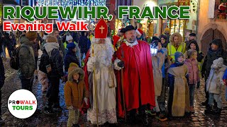 Evening Walk of Riquewihr Christmas Markets  4K60fps  with Captions [upl. by Nwadrebma917]