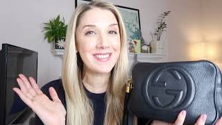 Gucci Soho Disco Small Black Leather Cross Body Bag  Handbag Review and Unboxing [upl. by Rehtaef]