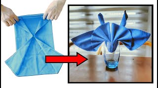 PLIAGE de SERVIETTE en forme de PAPILLON  Plier Serviettes en Tissu dans Verre  Simple et Rapide [upl. by Tteraj197]