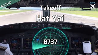 Cockpit view  B737 Takeoff Hat Yai RW08 [upl. by Ennayram694]