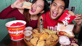 ASMR Jollibee Chicken Wassabi Fries Ube Peach Mango Choco Mallow Pies [upl. by Ennirok865]