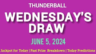 The National Lottery Thunderball draw for wednesday 05 June 2024 [upl. by Eilarol]