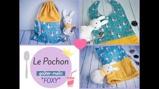 Projet couture pour enfant  cousez un pochon goûter malin évolutif en bavoir [upl. by Eibo]