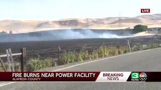 Patterson Fire  A closer look at grass fire burning near power facility in Alameda County [upl. by Safier]