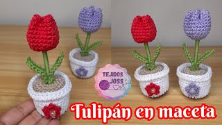 tulipán en maceta amigurumi  tejidos joss [upl. by Cale]