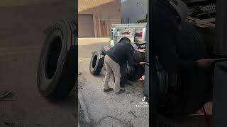 Semi tire removal ￼dieselmechanic tirechange [upl. by Novat]