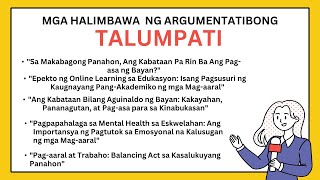 Mga Halimbawa ng Talumpati Argumentatibo [upl. by Willner]