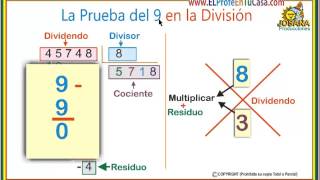 La prueba del 9 en la división  Cambiamos a MatematicaPasoAPasocom [upl. by Saks]