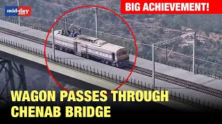 Chenab Rail Bridge Milestone Achieved As Wagon Passes Through Worlds Highest Rail Bridge [upl. by Tartan]