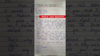 Medical Leave Application medicalleave Applicationformedicalleave handwritingskills application [upl. by Bergstrom]