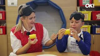 Poppy O’Toole tries mystery fruit and vegetables with schoolchildren [upl. by Burty]