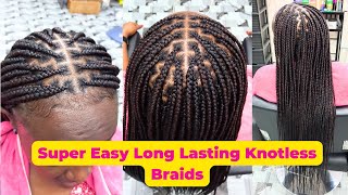 How To Easy Long Knotless Braids  Seamless Braid Addition To Extend Length  Beginner Friendly [upl. by Hutson]