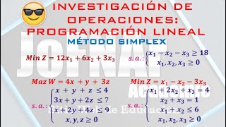 Investigación de Operaciones Programación Lineal  Método Simplex en casos de Maximizar y Minimizar [upl. by Lenahs]