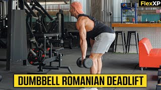 Dumbbell Romanian Deadlift Form amp Tutorial Guide 30 Seconds  FlexXP [upl. by Ibib]