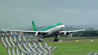 WET TAKEOFF Aer Lingus Airbus A330 departing Shannon Airport [upl. by Crawley]