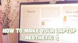 HOW TO MAKE YOUR LAPTOP AESTHETIC Customize Windows 10 laptop I How to make a wallpaper organizer [upl. by Salangia329]