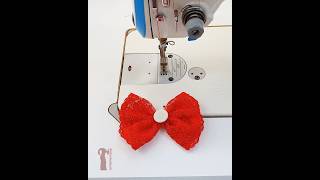 خياطة فيونكة بالدانتيل  Sewing a bow with lace stitching sewing sewinghacks sewingtips [upl. by Burn]