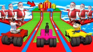 SHINCHAN AND FRANKLIN TRIED THE SANTA CHRISTMAS BUMPY ROAD CHALLENGE GTA 5 [upl. by Anceline]