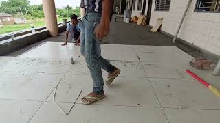 How to install 2×4floor tiles installation process Amazing working gov hi [upl. by Spitzer830]