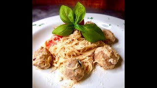 Angel Hair Pasta with Sweet Italian Sausage Cherry Tomatoes and Parmesan Cream Sauce [upl. by Baptist530]