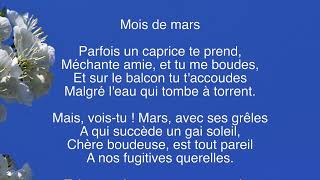 Poème mois de mars [upl. by Enautna]