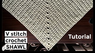 Vstitch crochet lace shawl tutorial [upl. by Sielen]