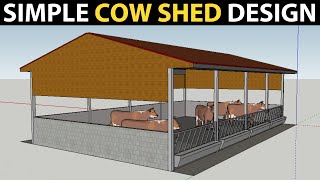 SIMPLE COW SHED DESIGN for 10 Cows  Small Dairy Farm Plans and Designs  Cow barn Ideas [upl. by Kinemod]