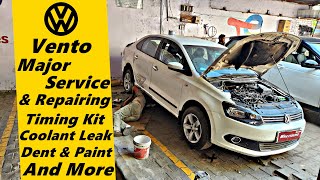 VW Vento Major Service amp Repairing  Timing Kit Coolant Leakage Dent Paint amp More [upl. by Aitropal]