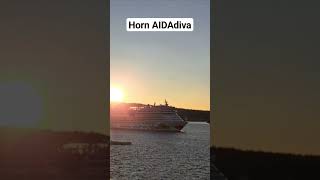 Horn  Typhon Kreuzfahrtschiff AIDAdiva Auslaufen aus Oslo AIDA Cruises Cruise Ship [upl. by Dixil797]