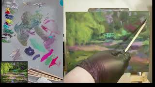 Alla Prima Oil Painting Landscape Demonstration Timelapse Monets Garden [upl. by Rasla]