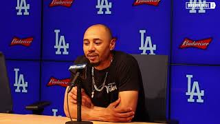 Dodgers postgame Mookie Betts talks 12pitch plate appearance from walkoff win [upl. by Ilellan]