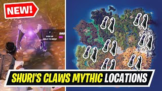 Fortnite All NEW MYTHIC Shuris Claws locations Gameplay  Where to Find Black Panther Claws Mythic [upl. by Lennahs192]