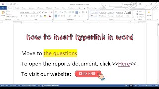 how to insert hyperlink in word [upl. by Nyrehtak864]