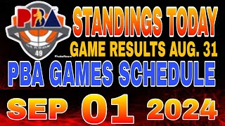 PBA Standings today as of August 31 2024  PBA Game results  Pba schedule September 1 2024 [upl. by Ronald]