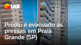 Prédio na Praia Grande em São Paulo é evacuado com risco de cair veja vídeo [upl. by Chen]