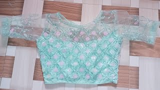 netted blouse designcutting and stitching😍👌🙂 [upl. by Ellehcyt375]