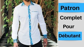 DIY CHEMISE HOMME  2 Empiècements Dos PATRON COMPLET  Corsage manche col poignet Débutant [upl. by Diba]