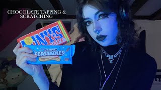 Chocolate Tapping amp Scratching ASMR  Eating Sounds Whispering Crinkle Sounds [upl. by Aroz732]