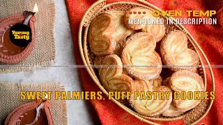 Sweet Palmiers Puff pastry Cookies  Kothamally [upl. by Etnoel925]