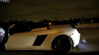 TX2K14  INSANE 1800hp Gallardo races Alpha 16 GTR on the street [upl. by Herzberg]