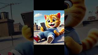 Meow Meow secretly plays with the phone cute cartoon aicat [upl. by Marlette]