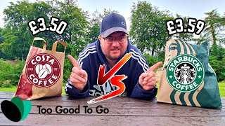 STARBUCKS VS COSTA COFFEE REVIEW Too Good TO Go Magic Bags Challenge  HONEST COFFEE REVIEW [upl. by Nnel]