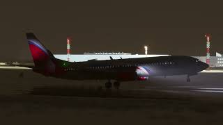 MSFS PMDG 737 UNNT Novosibirsk landing in low visibility conditions [upl. by Nohsal]