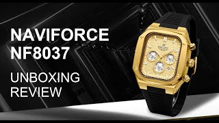 Unboxing Review Naviforce Watch NF8037 New Arrival Quartz Chronograph Movement Latest Design [upl. by Flip]