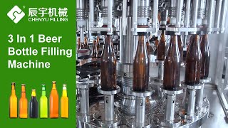 3 In 1 Beer Bottle Filling Machine Beer Production Line Beer Bottling Line  Chenyu Machinery [upl. by Yenettirb]