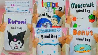 🌸Paper Diy🌸BLIND BAGS Opening Compilation KuromiMinecraftInside Out 2Cinnamoroll  ASMR [upl. by Mya]