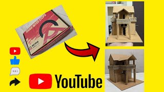 Mini craft house 🏠🏡  How to make mini house from shoes box 🎁 ➡️ 🏠 crafts minihouse crafting [upl. by Pillihp]