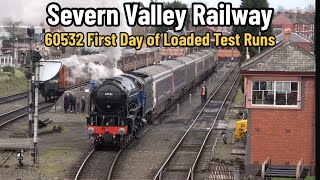 Severn Valley Railway  LNER Class A2 60532 Blue Peter on loaded test runs at Kidderminster [upl. by Attebasile547]