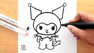 Cómo dibujar y pintar a KUROMI paso a paso usando marcadores [upl. by Etezzil]